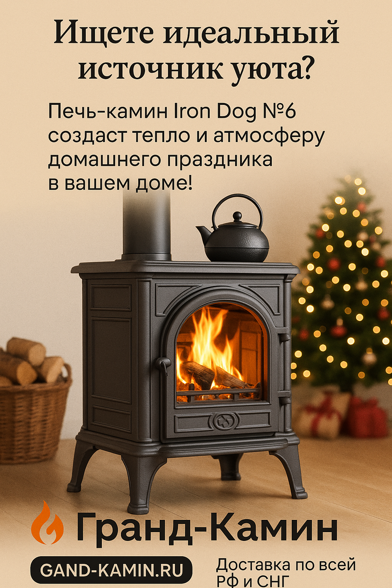    Печь-камин Iron Dog №6: как создать идеальный уют и сэкономить на отоплении этим зимним вечером Kamin