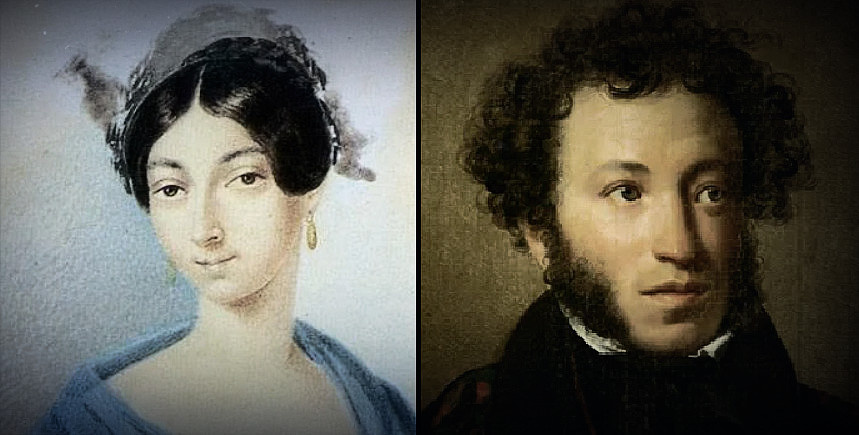 Слева — Ольга Павлищева, сестра А.С. Пушкина, справа — А.С. Пушкин