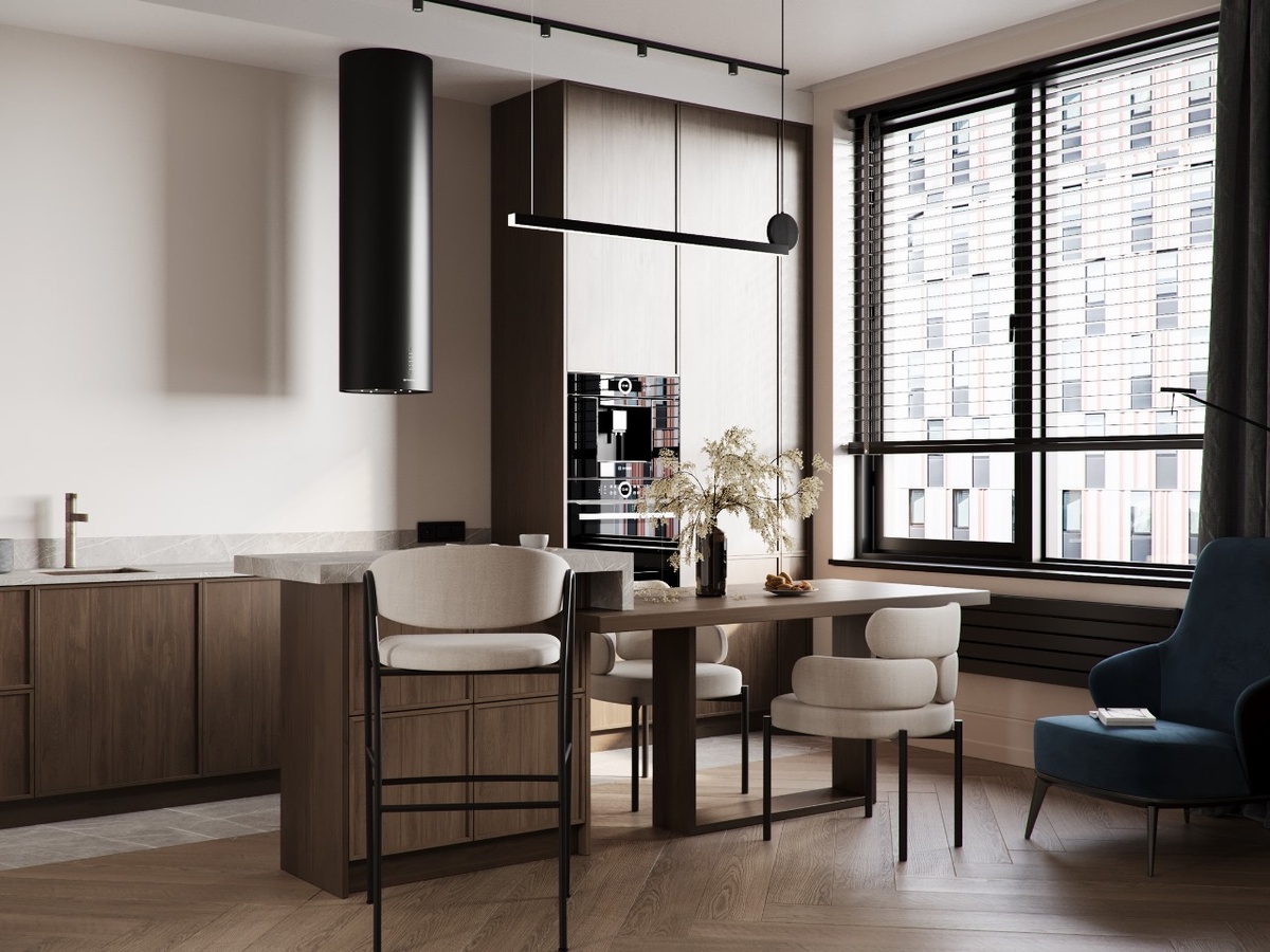 Фоагмент кухни- гостиной из проекта NIELS от студии дизайна и архитектуры БЮРО 14.41 