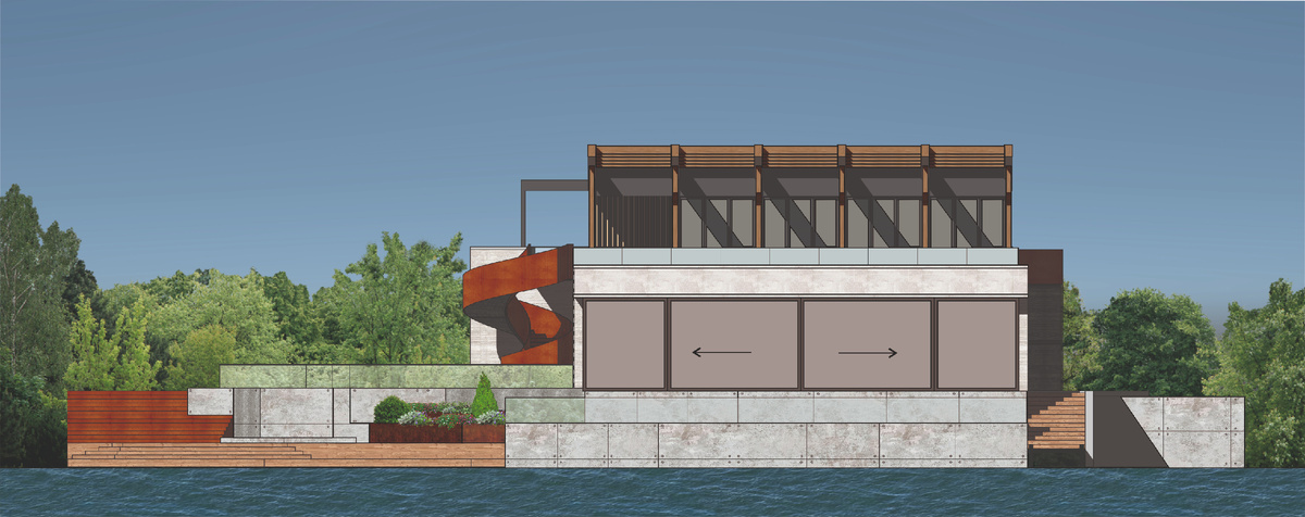 Фасад,выходящий на воду.Проект.