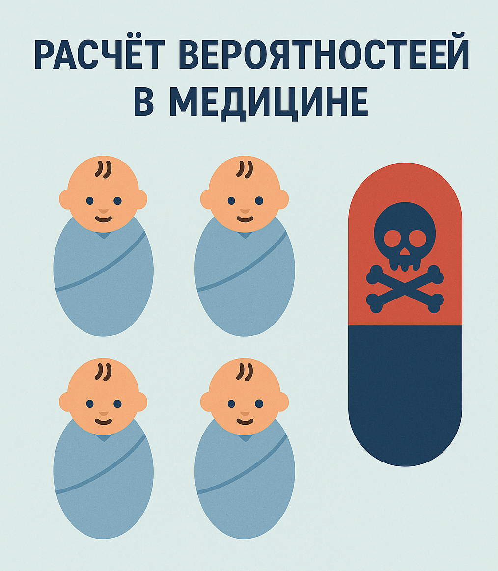 Каков риск рождения четверых здоровых детей при приеме тератогена - вальпроевой кислоты (препарат от эпилепсии)? Рассчитаем случай математически с пояснениями.