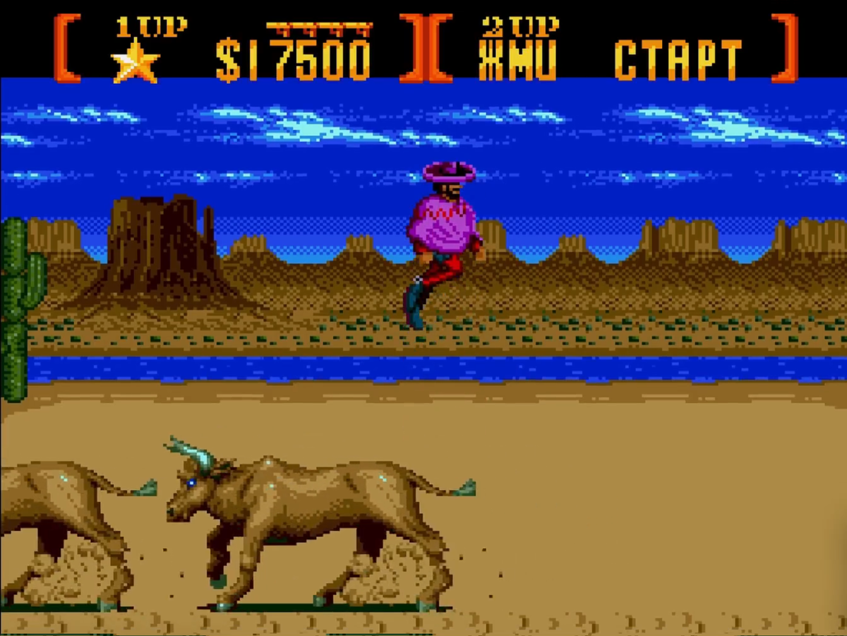Sunset Riders Sega Mega Drive стадо быков 