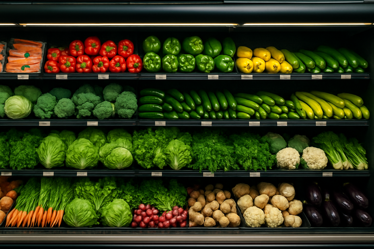 Свежие овощи на прилавках