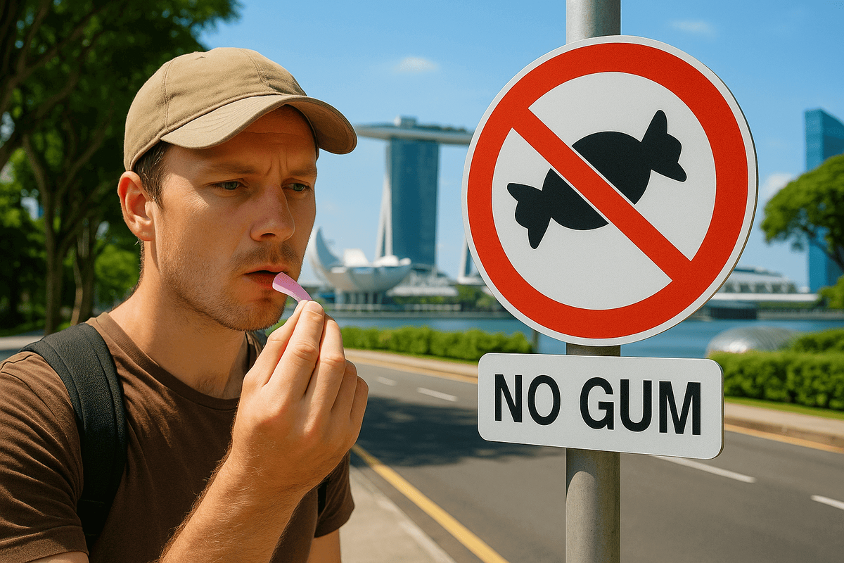    Продажа и распространение жвачки могут привести к штрафу до 100 000 сингапурских долларов или лишению свободы до двух лет.