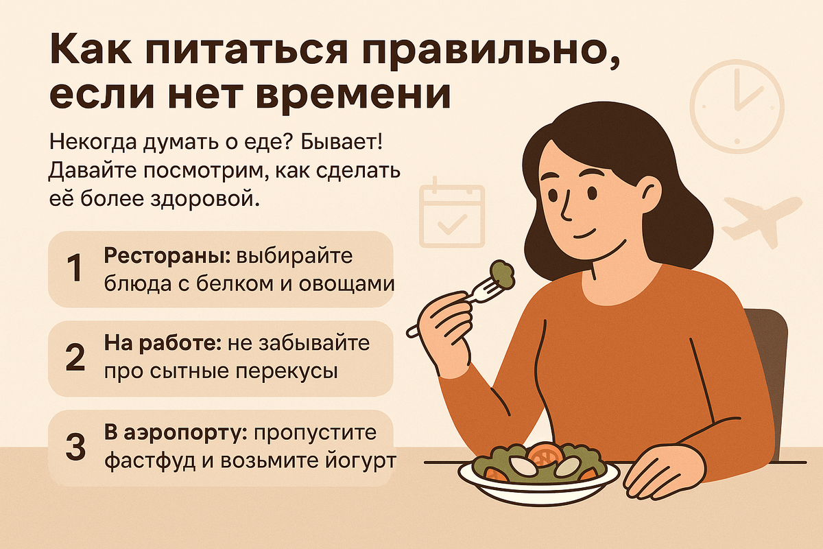 Здоровое питание в плотном графике — это не про идеальность, а про готовность. 