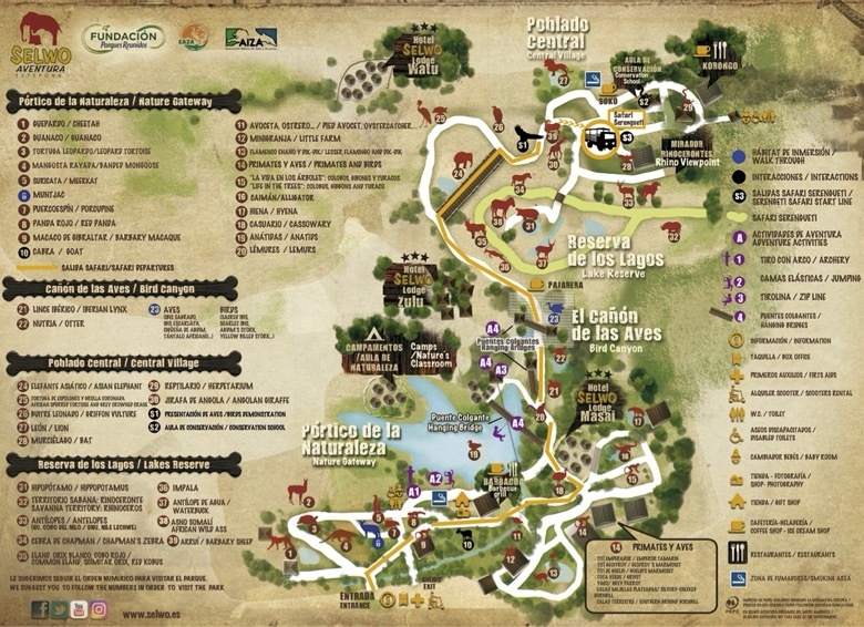 Карта парка Selwo Aventura 