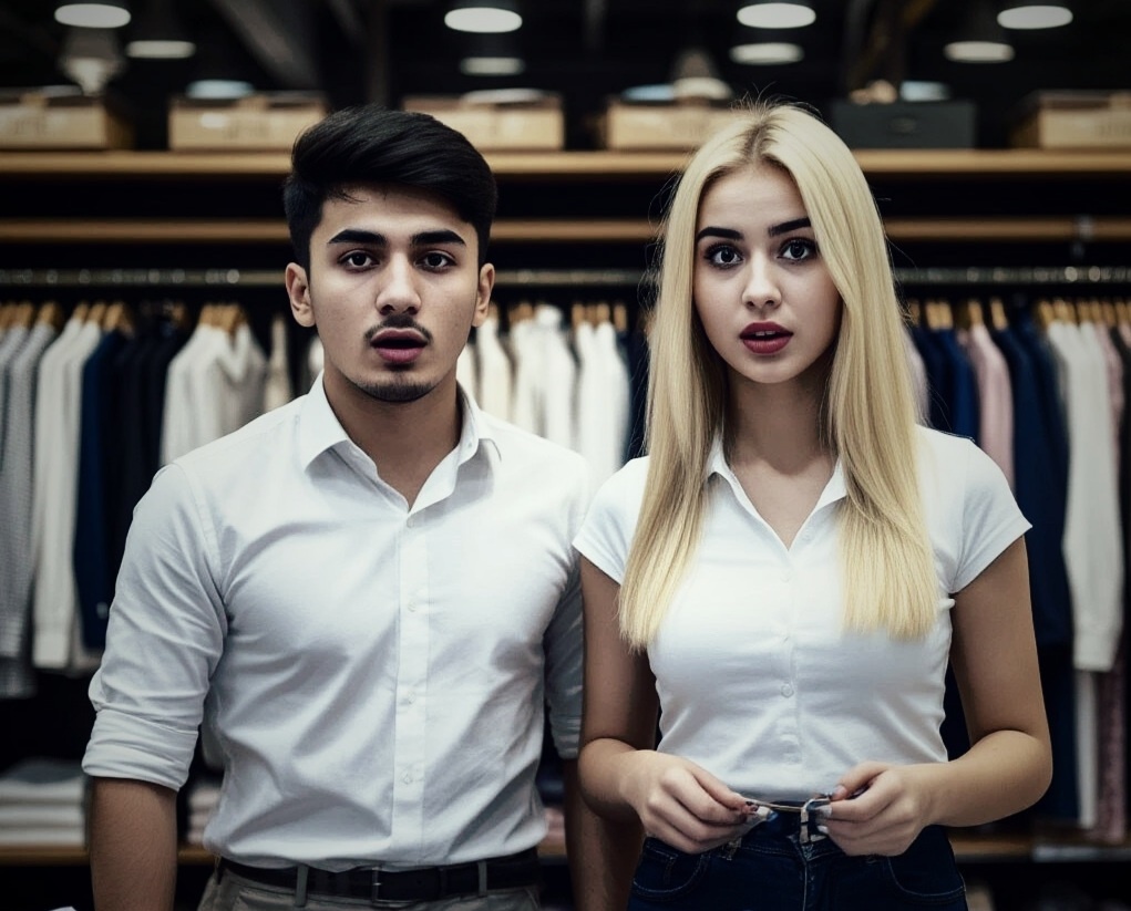 Продавцы модного магазина удивлены (нейросеть)