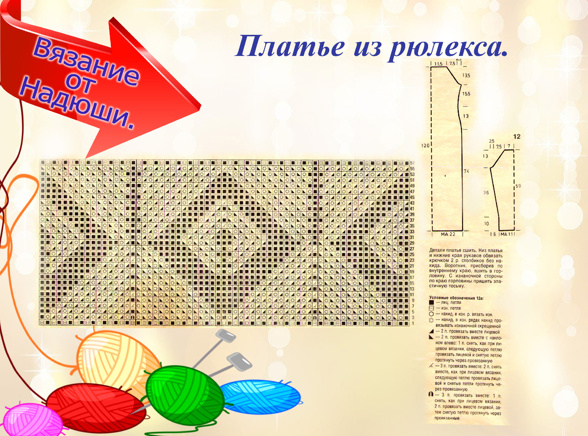 Схема рисунка и детали платья.