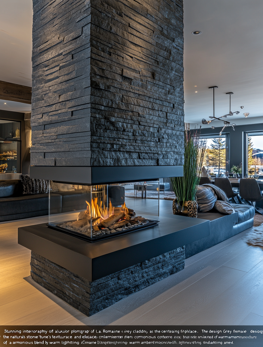    Каминная облицовка Grey от La Romaine: как создать идеальный уют с натуральным камнем и безупречным стилем Kamin