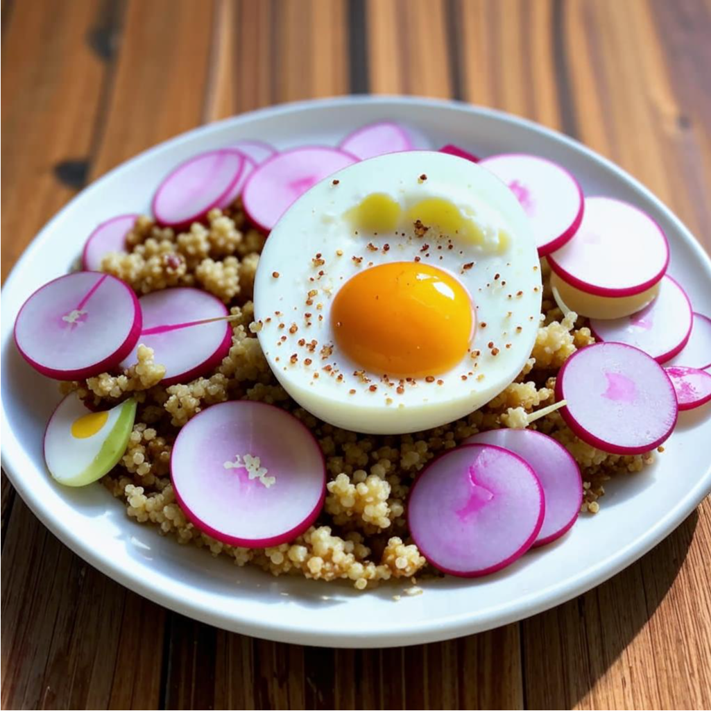 Салат с редиской, киноа и яйцом