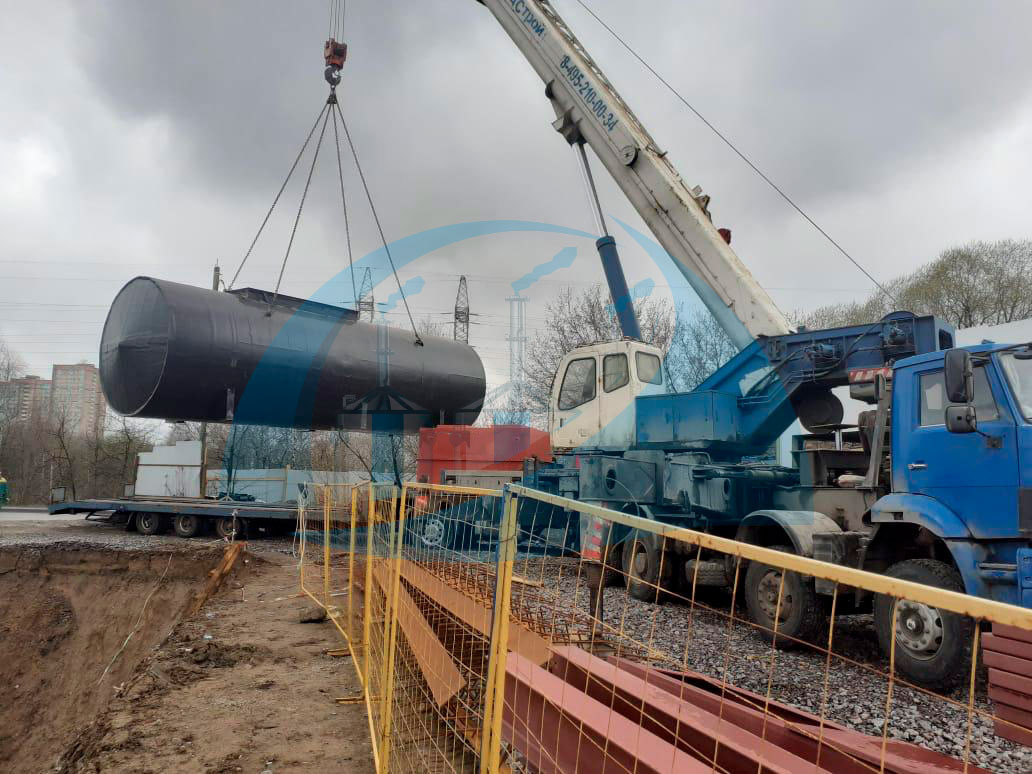 Монтаж резервуара стального объемом 50 м3 на АЗС