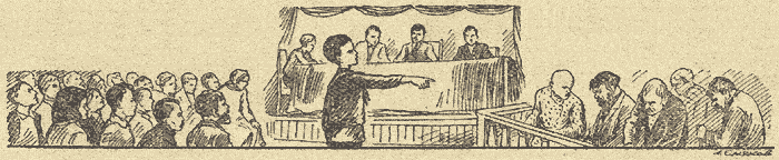 Павлик Морозов обличает отца. Рисунок из газеты «Пионерская правда»