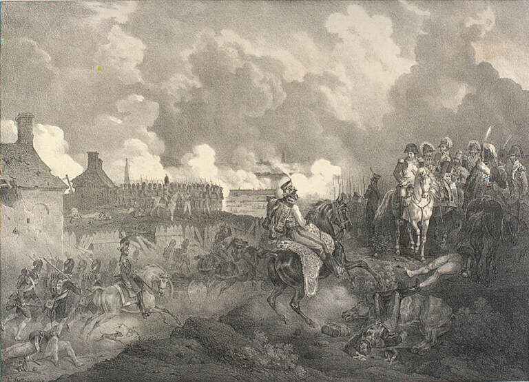 Наполеон наблюдает штурм Бауцена. Рисунок XIX в. по картине Белланже. https://ru.wikipedia.org/wiki/Сражение_при_Бауцене