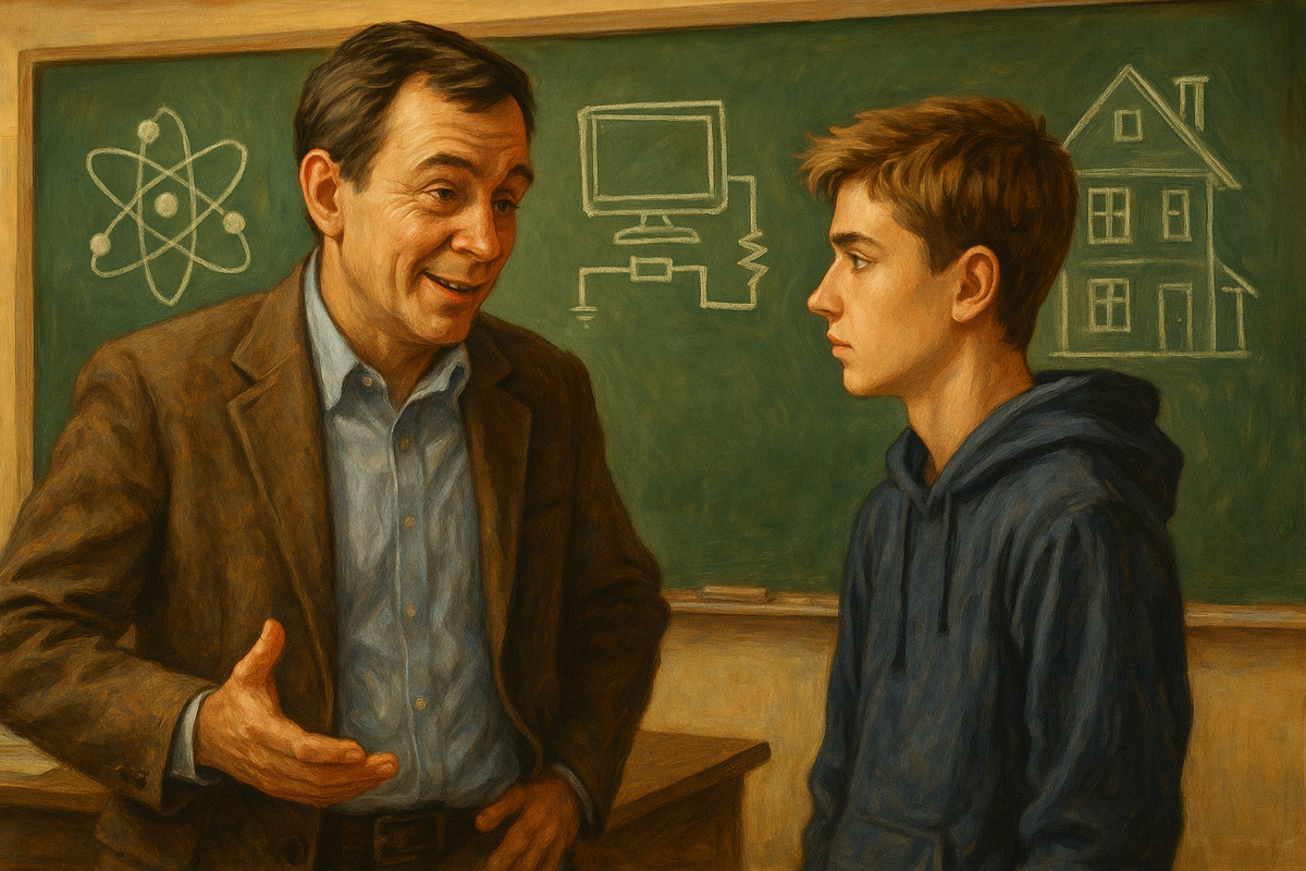 Обучаю ученика математике 