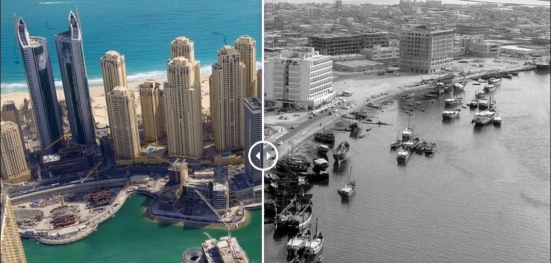 но фото слева современные Эмираты, справа - 1992 год