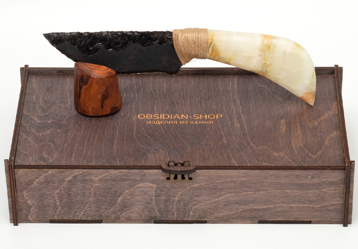 Сувенирный нож из Обсидиана и Оникса из интернет-магазина www.obsidian-shop.ru