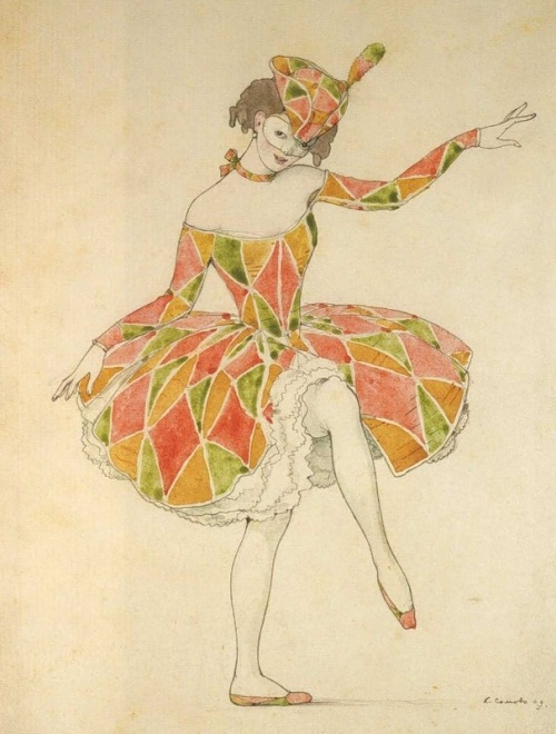 Эскиз костюма Коломбины для Анны Павловой в «Арлекинаде»