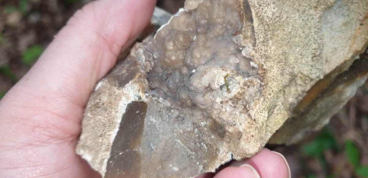 Фрагмент натечного халцедона на кремне. Фото автора