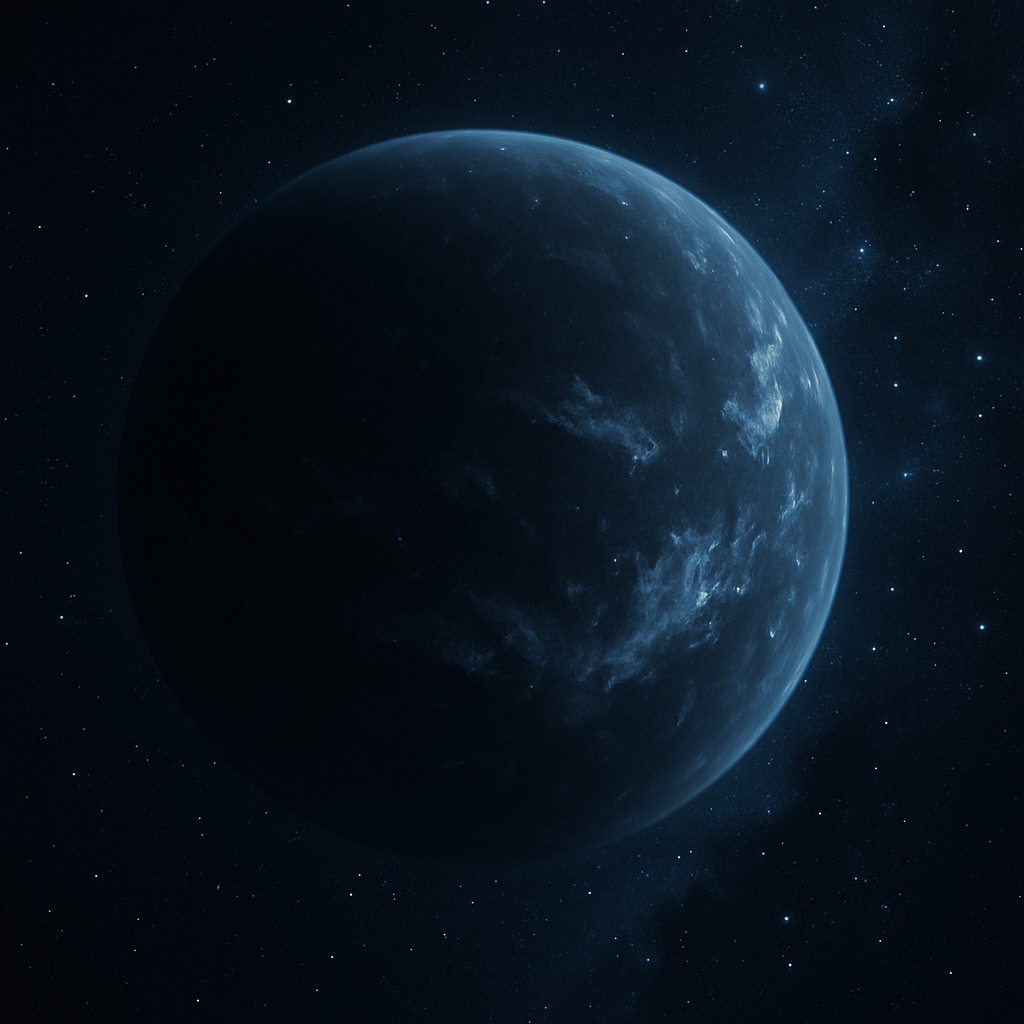 Художественное изображение планеты, затерянной в темноте