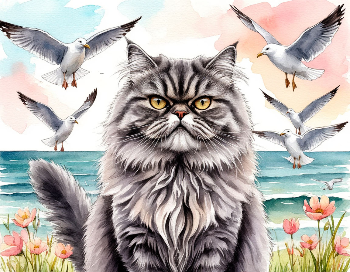 «Воспоминания о чайках» — Иллюстрация, созданная нейросетью и обработанная при помощи графической программы.