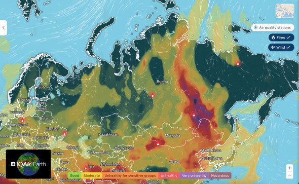 Качество воздуха в России, Центральной Азии и Европе (Фото: IQAir)