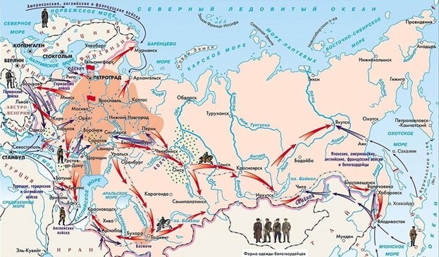 Карта военных действий 1918-1919 годы Фото из открытого доступа