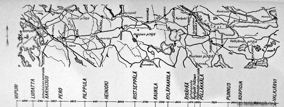 Схематический план участка Виипури – Валкъярви, 1930-е г.г.