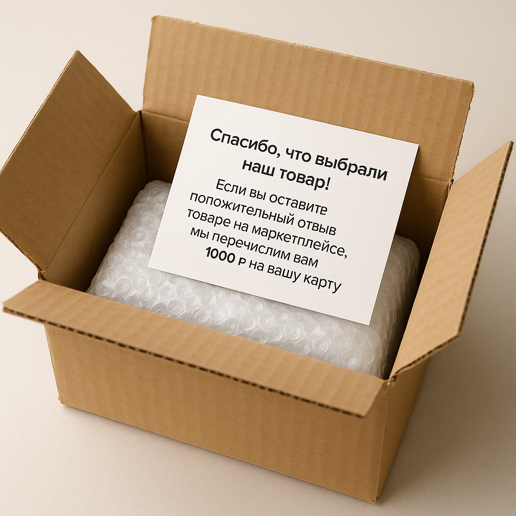 Пример записки внутри товара 