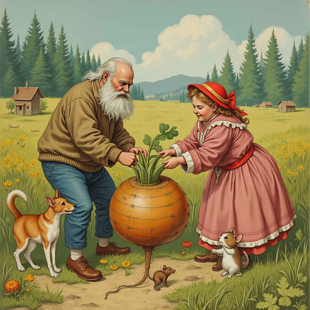 Современная иллюстрация сказки Репка.