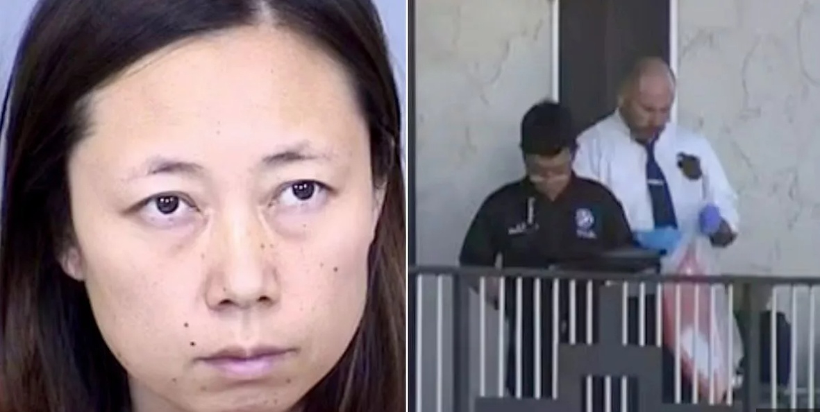 Слева на фото Юи Иноуэ, справа фото с места преступления. 