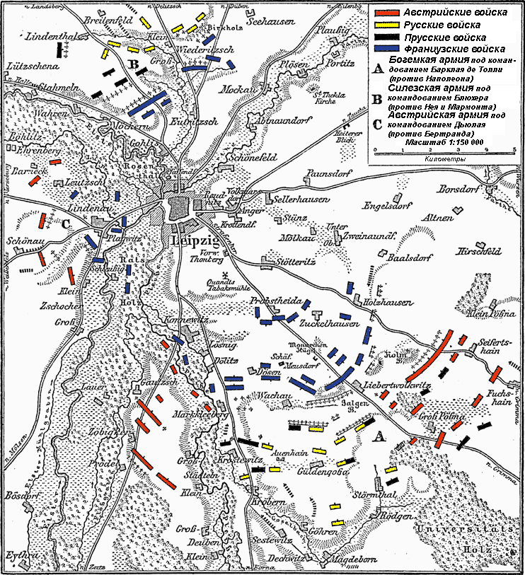Положение войск 16 октября 1813 года.