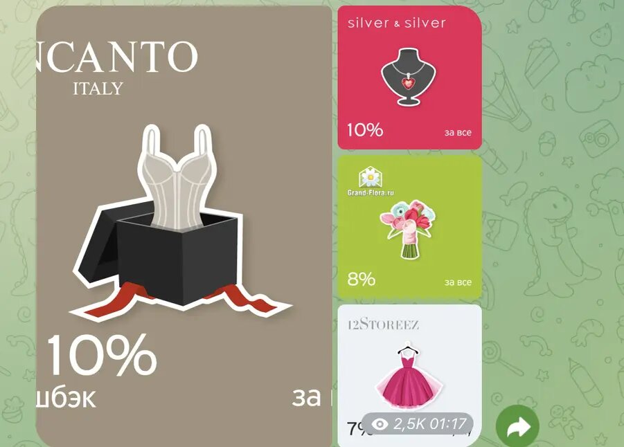 Пост из четырёх карточек у Тинькофф в 2017 году, но Телеграм обрезал и увеличил первую. Получилось некрасиво