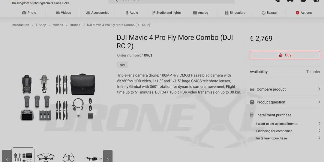 Интернет-магазин выложил полные технические характеристики DJI Mavic 4