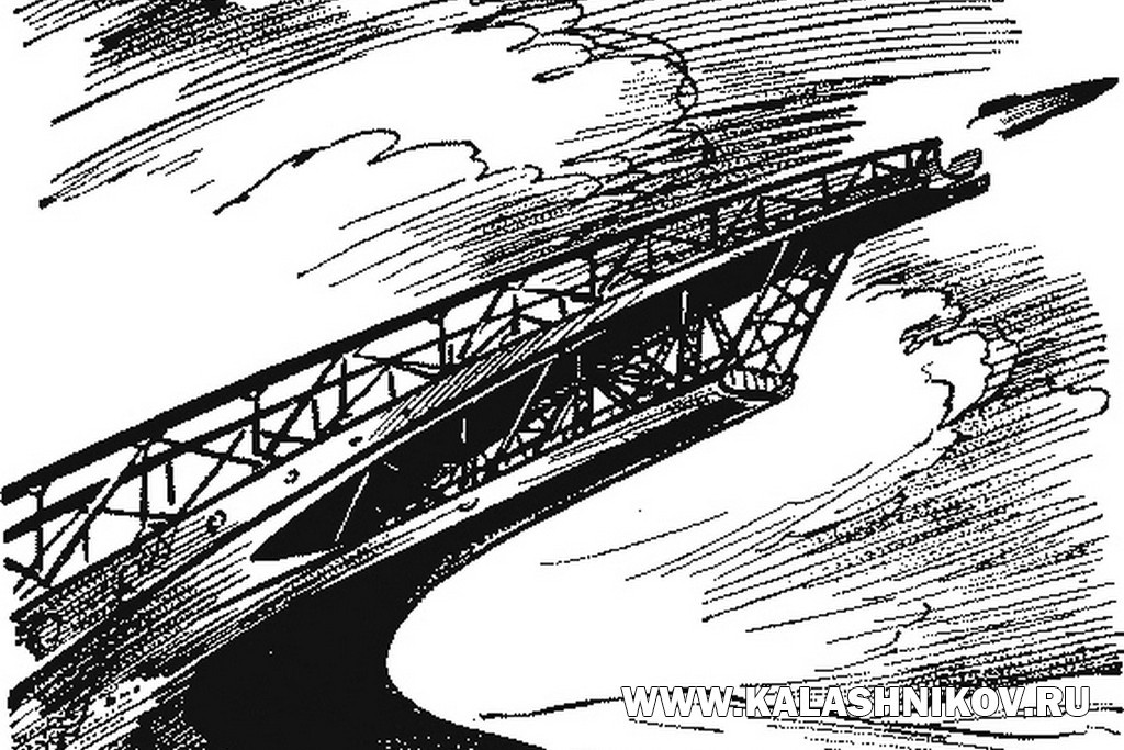 Электромагнитное орудие будущего в представлении художников-фантастов. Иллюстрация к роману А. П. Казанцева «Пылающий остров»