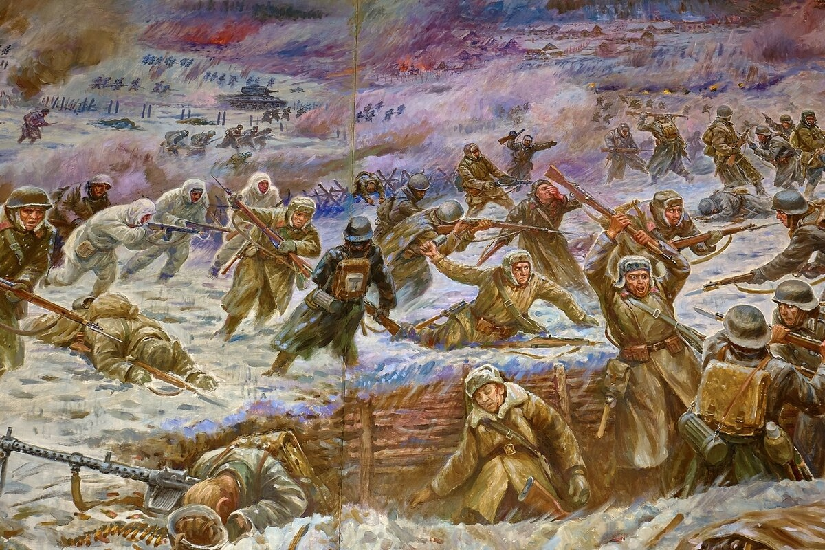 фрагмент диорамы художника Вениамина Чебанова, посвящённой Подвигу сибиряков - добровольцев из 150-й СД