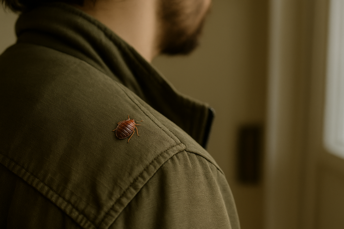 постельный клоп на оджежде