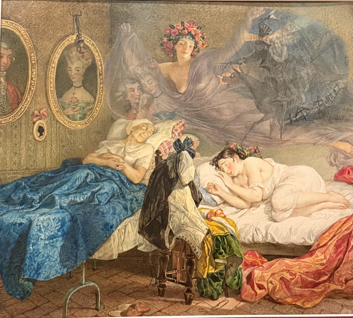 "Сон бабушки и внучки" К.Брюллов, 1829 г. Картон тонкий, акварель, графитный карандаш