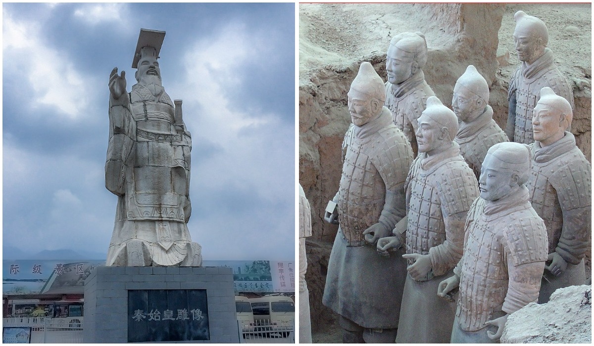 Памятник Цинь Шихуанди в Ханьдане и терракотовые воины из гробницы Цинь Шихуанди