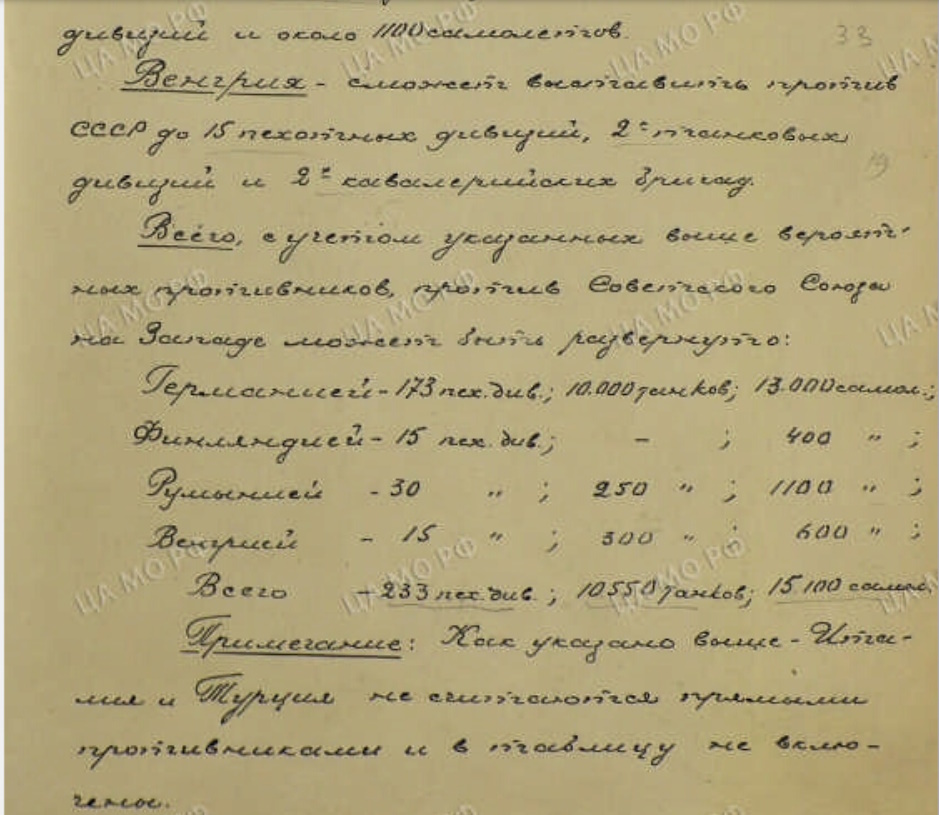 Документ написан от руки Василевским — можете изучать его почерк