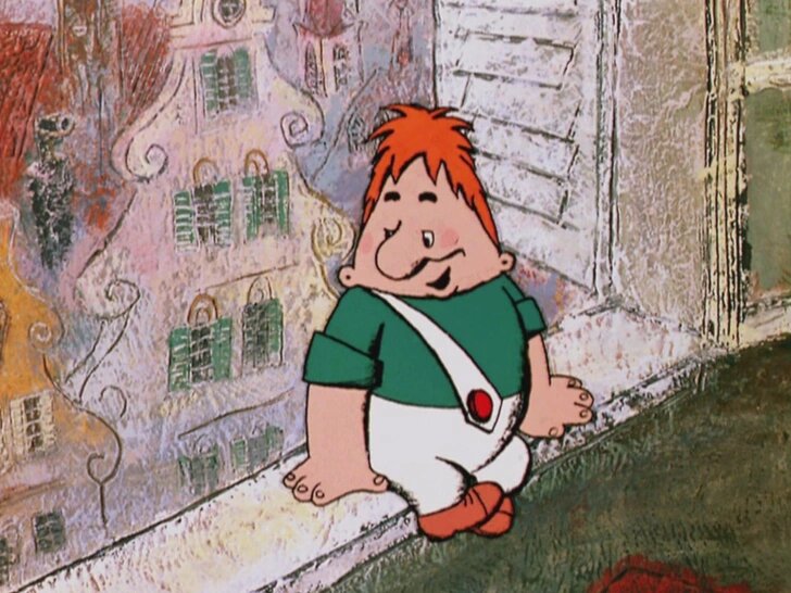 Карлсон на окне у Малыша 