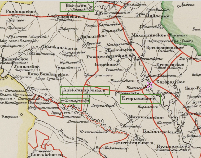 Карта Оренбургского уезда