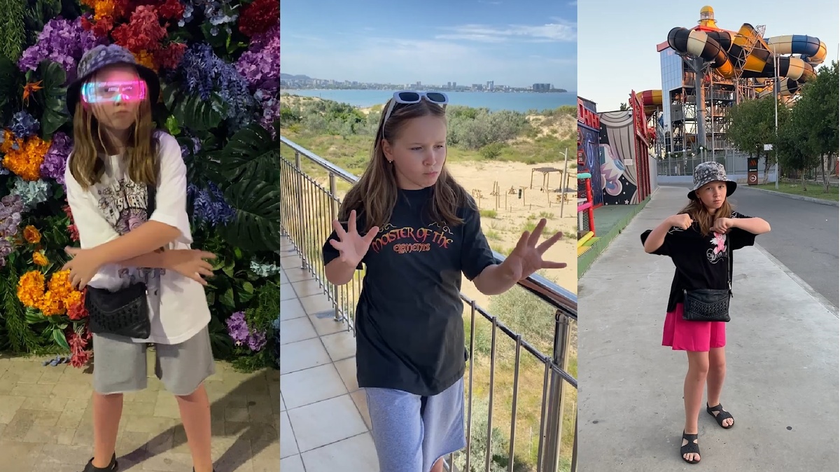 3 вертикальных видео и объединённых в одно горизонтальное видео