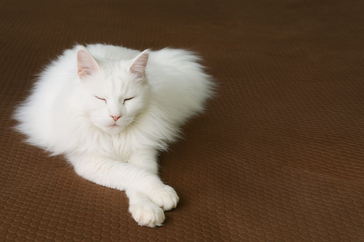 Кошка скрещивает лапы
