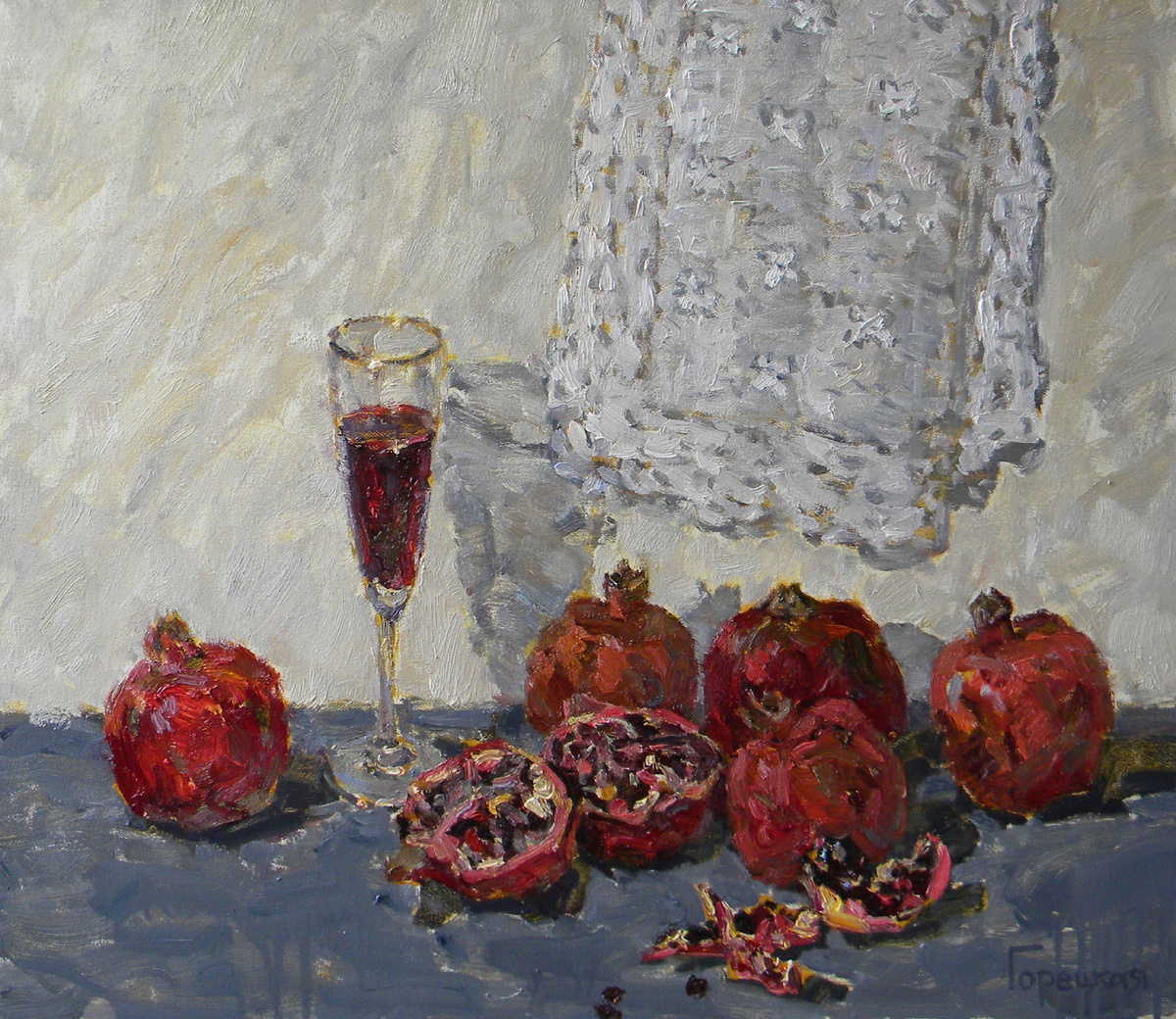 Полина Горецкая "Гранатовый сок" 2025 холст, масло 60х70