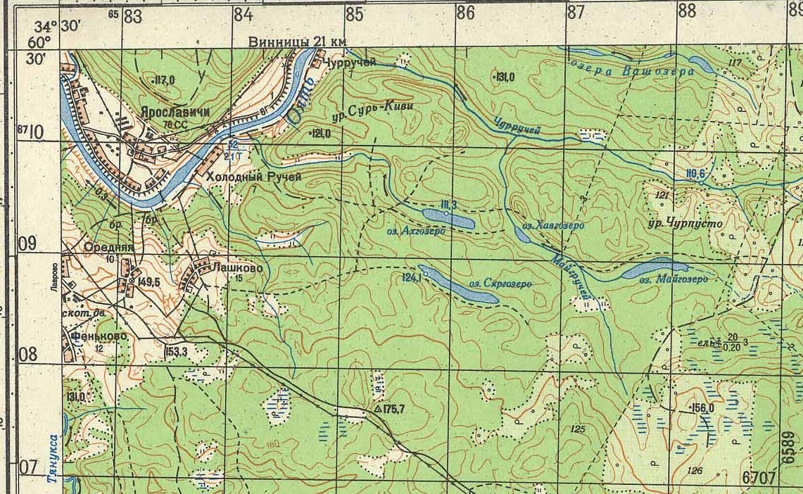 Фрагмент советской топографической карты P36-130-ВГ