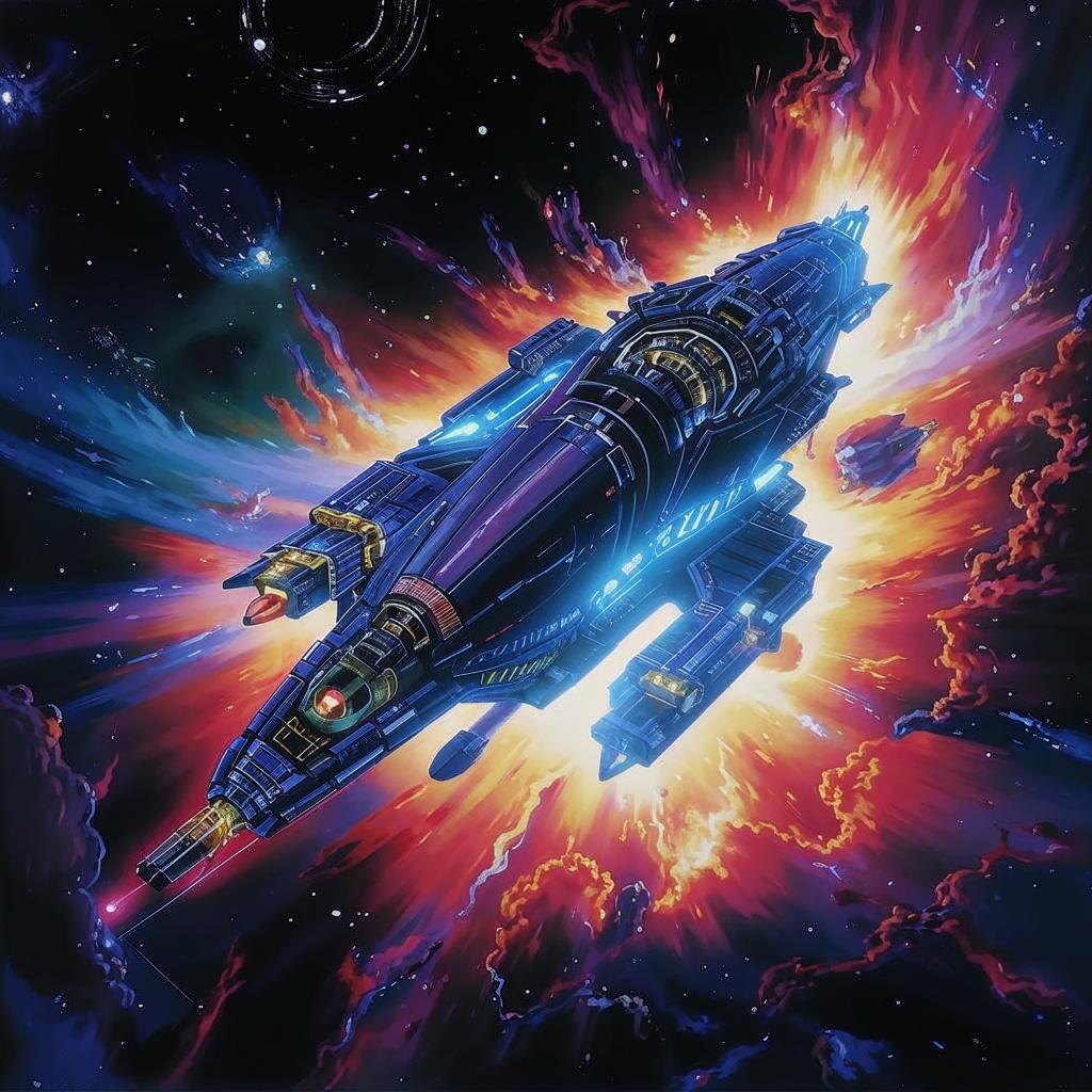 Космический корабль в открытом космосе