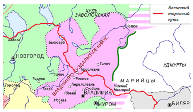 Владимиро-Суздальское княжество. Изображение из открытых источников.