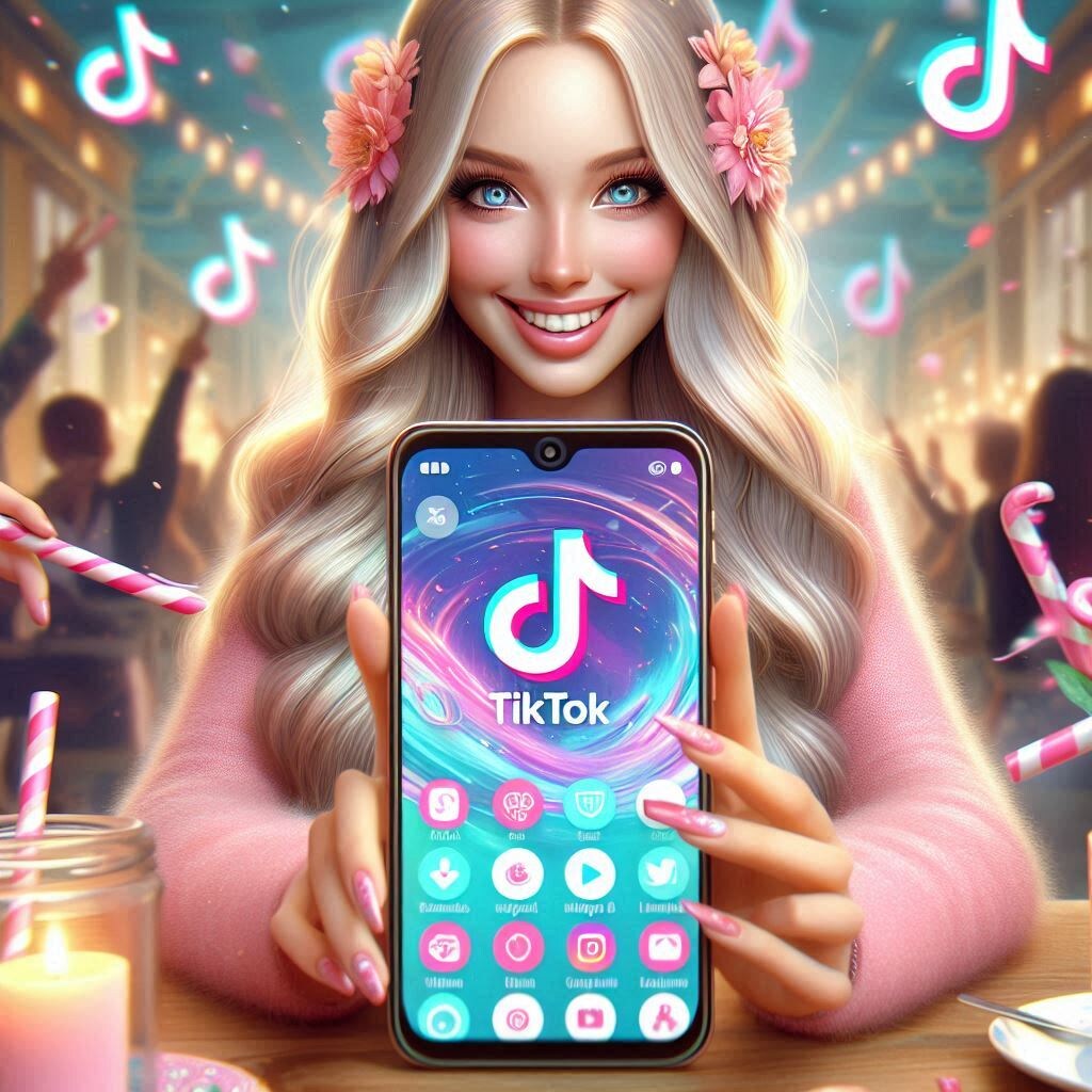 Девушка держит смартфон