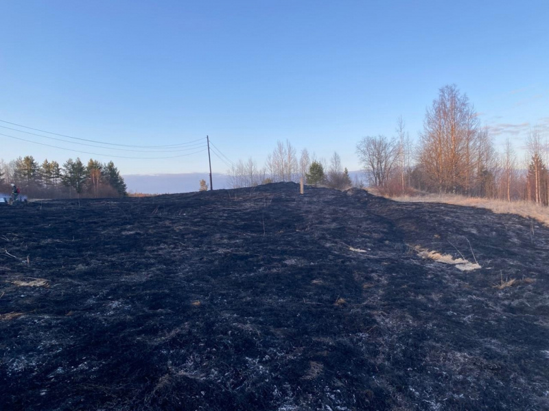    Выгорел бывший аэродром в Кемском районе КарелииГКУ РК "ОПС по Кемскому району"