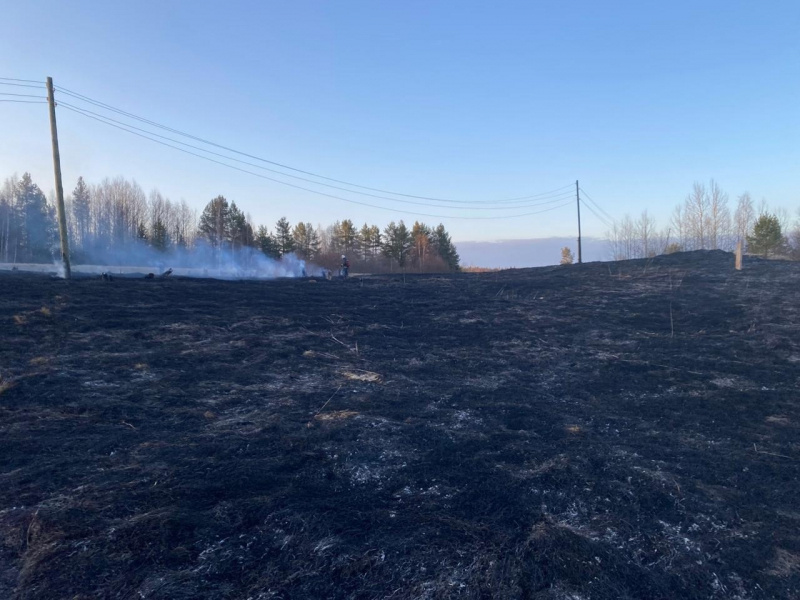    Выгорел бывший аэродром в Кемском районе КарелииГКУ РК "ОПС по Кемскому району"